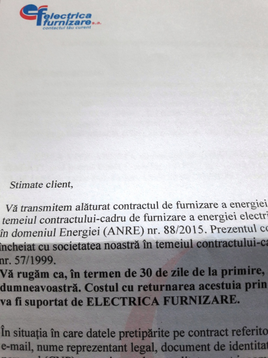 De ce a trimis Electrica Furnizare noi contracte