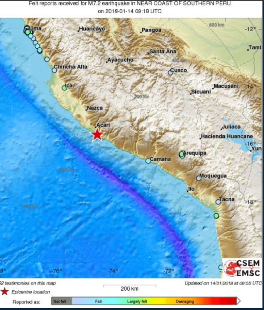 CUTREMUR de 7,3 grade pe scara Richter în Peru