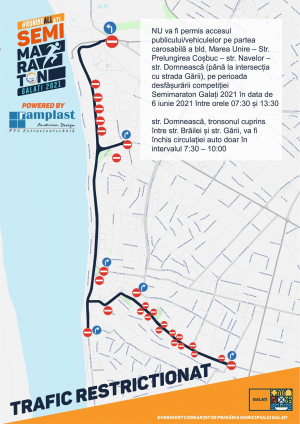 Restricții de trafic și devieri de trasee în Galați, cu ocazia Semimaratonului de duminică