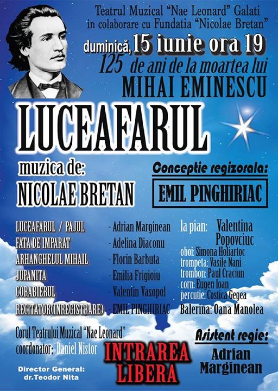 Versurile lui EMINESCU/ Comemorare prin operă, la Teatrul Muzical