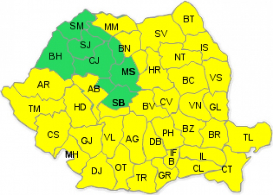 AVERTIZARE METEO/ Cod galben de PLOI, FRIG şi NINSOARE, în weekend