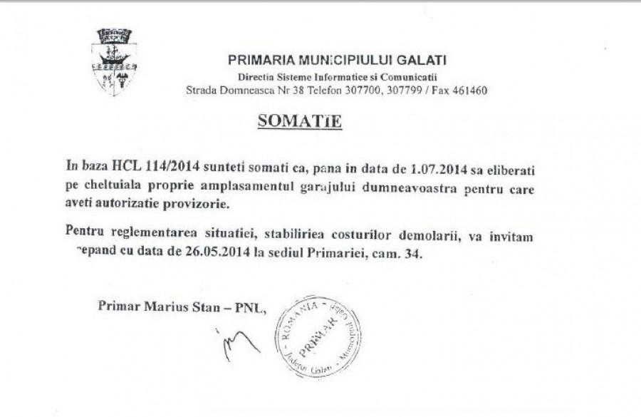 Somaţii FALSE pentru DEMOLAREA GARAJELOR din cartierul Aviaţie