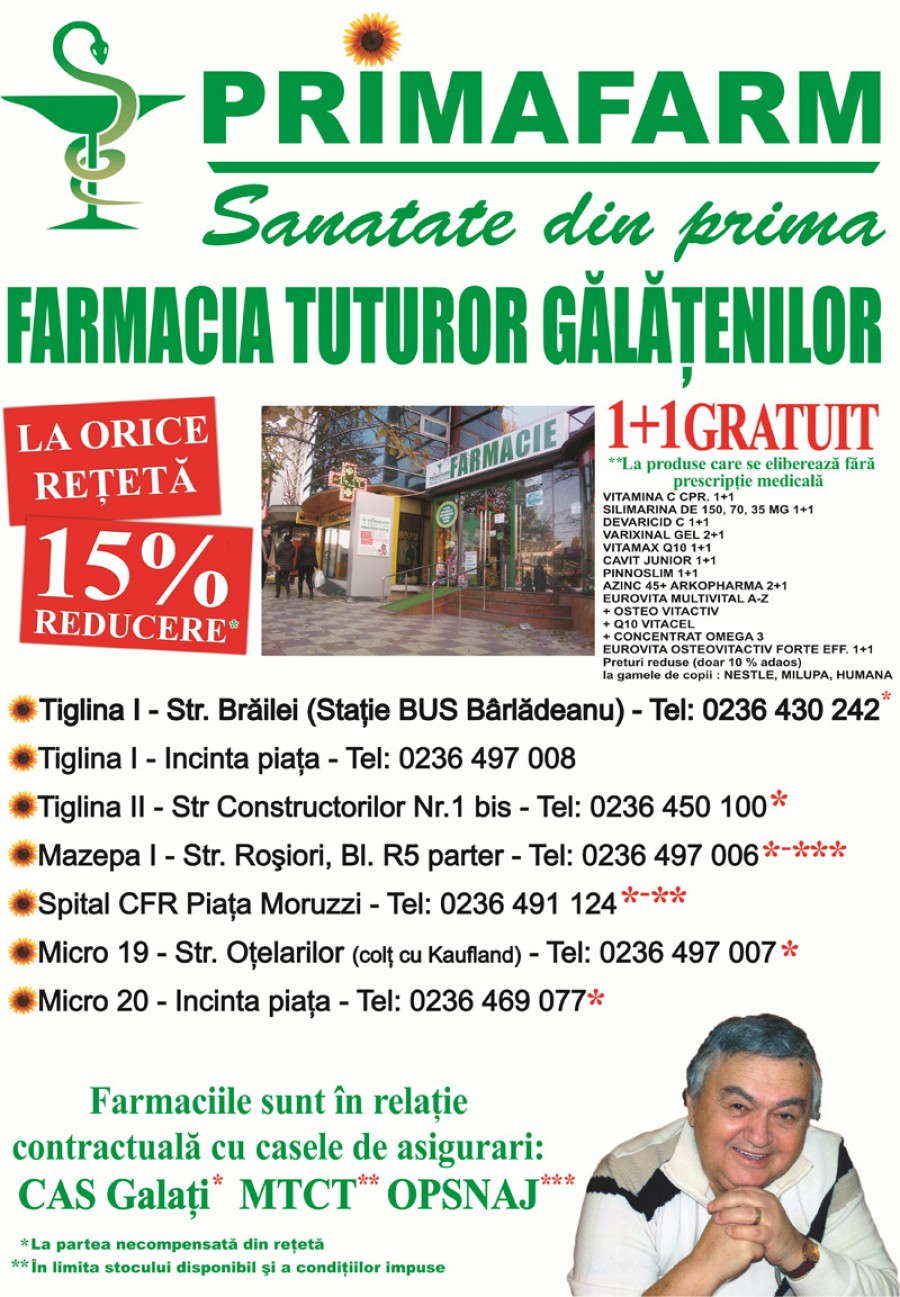 PRIMAFARM – FARMACIA TUTUROR GĂLĂȚENILOR!