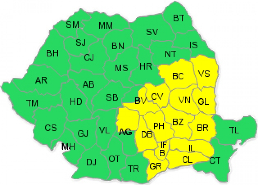 Galațiul, sub COD GALBEN de furtuni, vijelii și ploi abundente