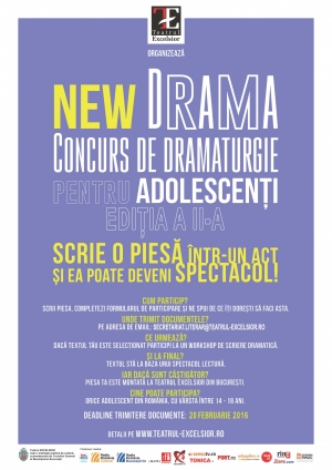 Concursul naţional &quot;New Drama&quot;/ Liceenii, încurajaţi să scrie piese de teatru