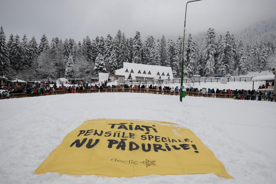 Protest pe pârtie, la Poiana Brașov