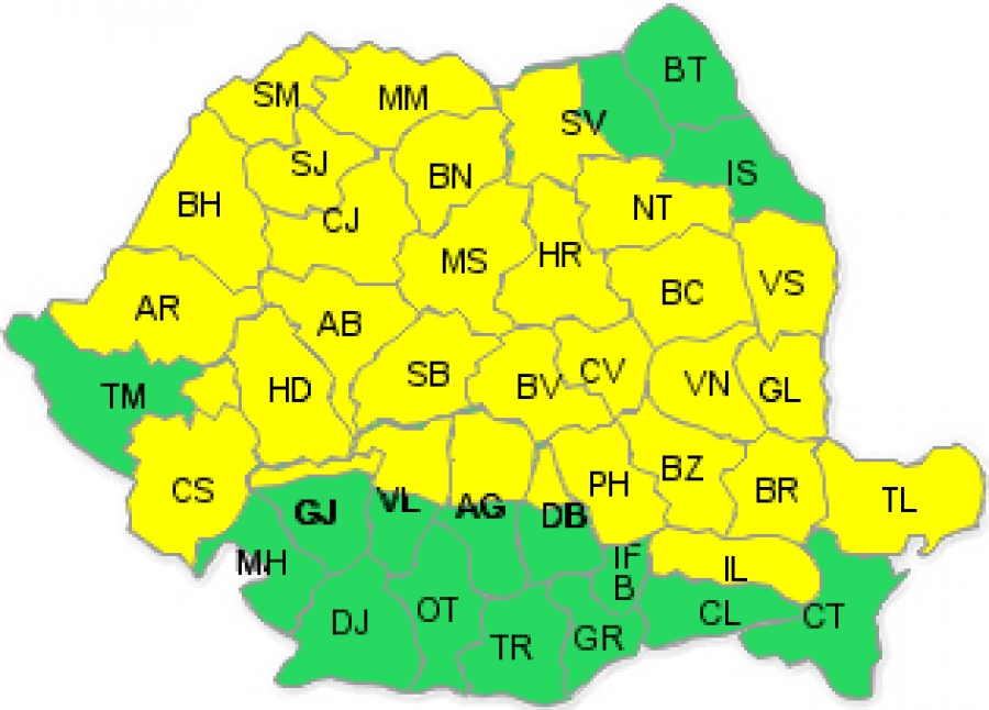 UPDATE/ Codul galben de FURTUNĂ şi PLOAIE la Galaţi a fost prelungit