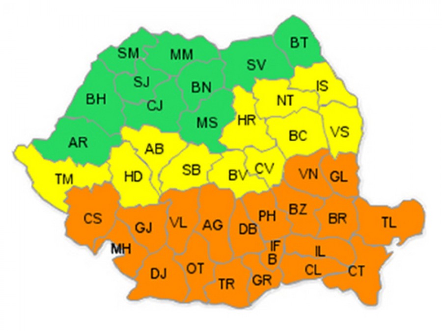Galaţiul, sub cod galben şi portocaliu de ninsori şi viscol