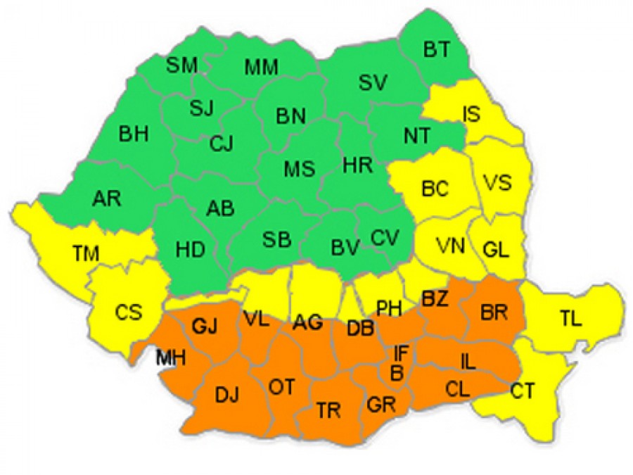 Cod galben în weekend, cu temperaturi de 36-38 de grade