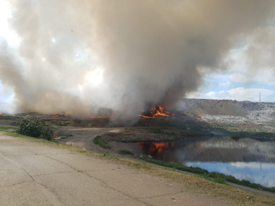 Groapa de gunoi a Galațiului a luat foc (VIDEO)