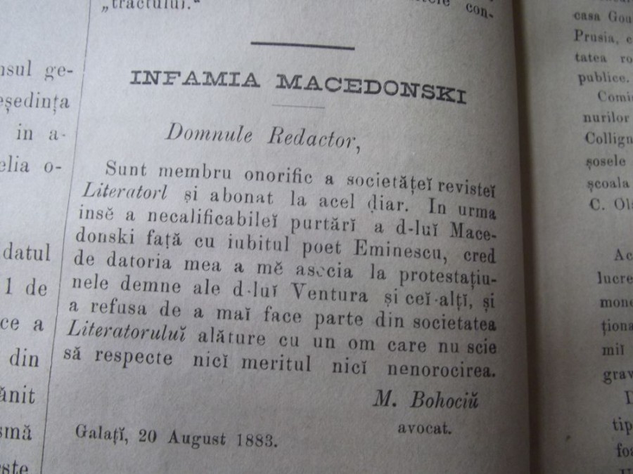 Gălăţeni în apărarea lui Mihai Eminescu, în ziarul local „Poşta”