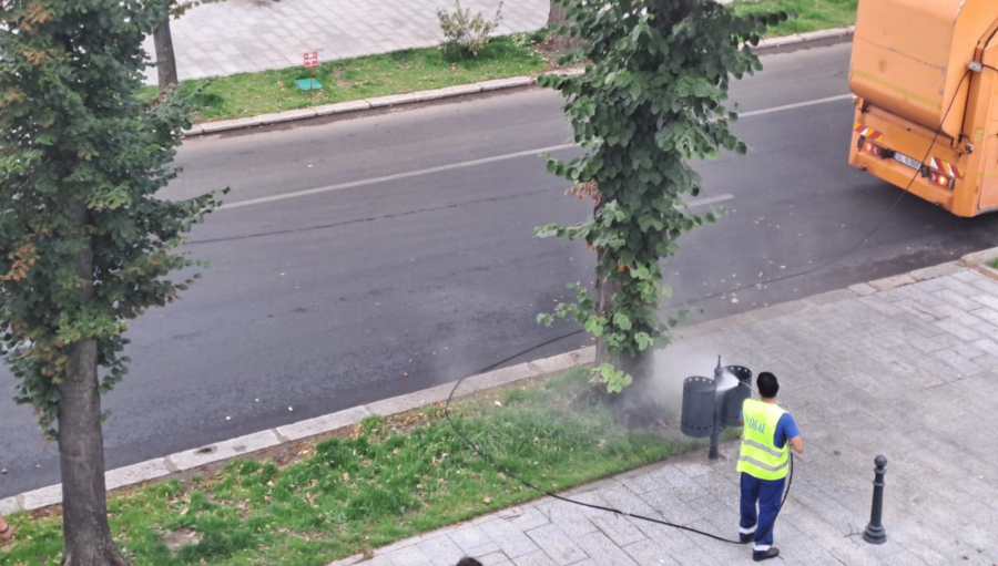 Poza zilei. Cum se curăţă noile coşuri de gunoi