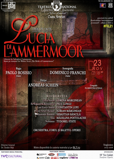 „Lucia di Lammermoor”, pe scena Liricului gălățean