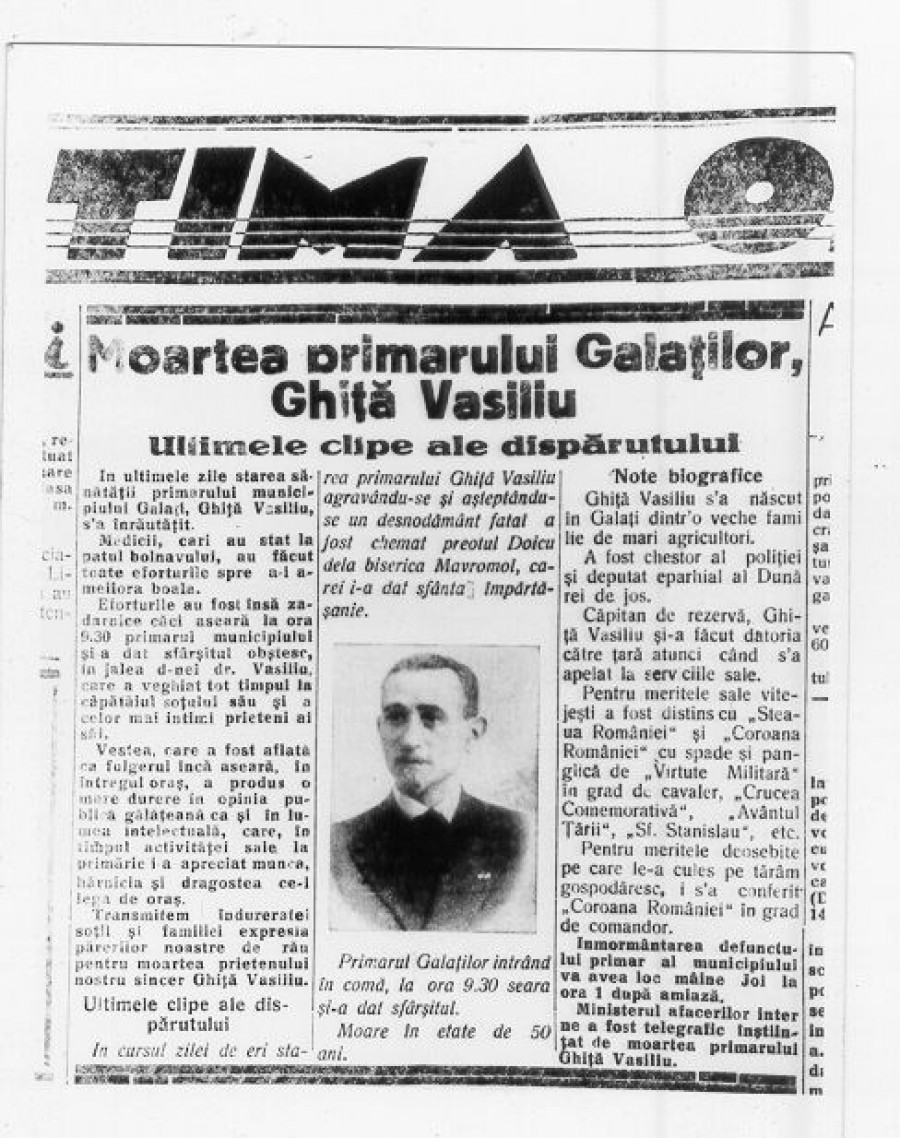 A murit primarul! 70 de ani de la moartea lui Ghiţă Vasiliu