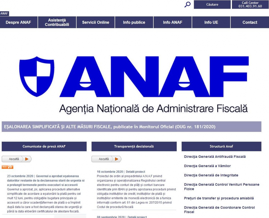 Site-ul ANAF, cu o interfață mai prietenoasă