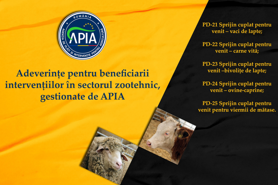 APIA eliberează adeverințe pentru sectorul zootehnic
