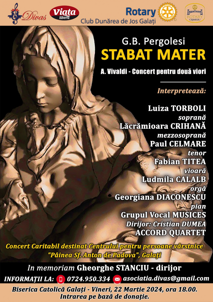 "Stabat Mater" - concert caritabil la Biserica Catolică