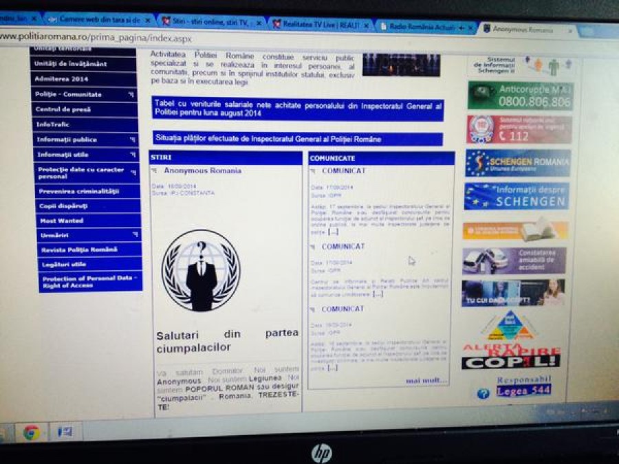 Site-ul Poliției Române, spart de hackeri