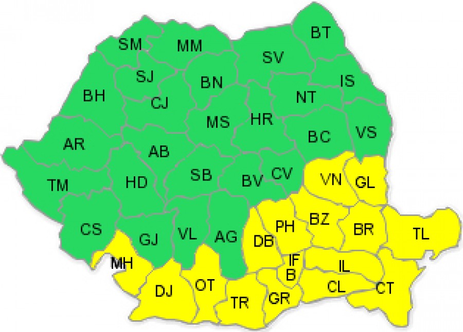 UPDATE Codul galben de viscol şi ninsori s-a prelungit până sâmbătă, la ora 20.00