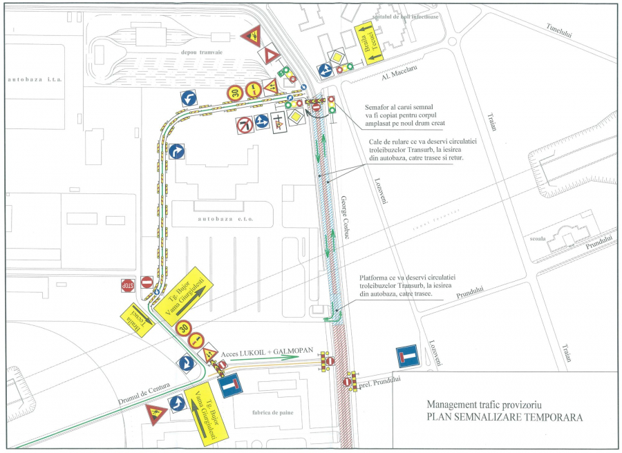 Circulaţie rutieră închisă pe un tronson al bulevardului George Coşbuc. Variantă ocolitoare prin curtea Transurb