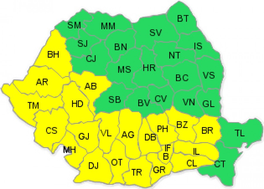 Capitala şi 21 de judeţe din sud şi vest, avertizate cu cod galben de caniculă