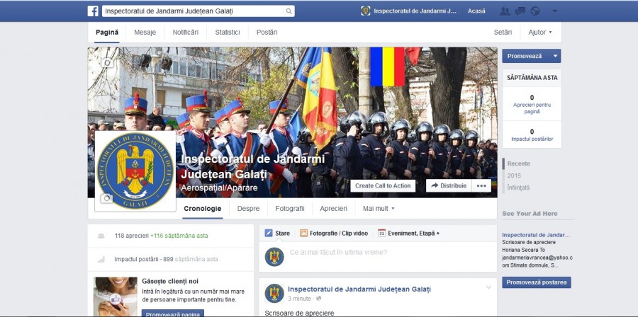 Jandarmeria Galaţi vă aşteaptă pe Facebook! Ce este interzis să faceţi pe pagina instituţiei