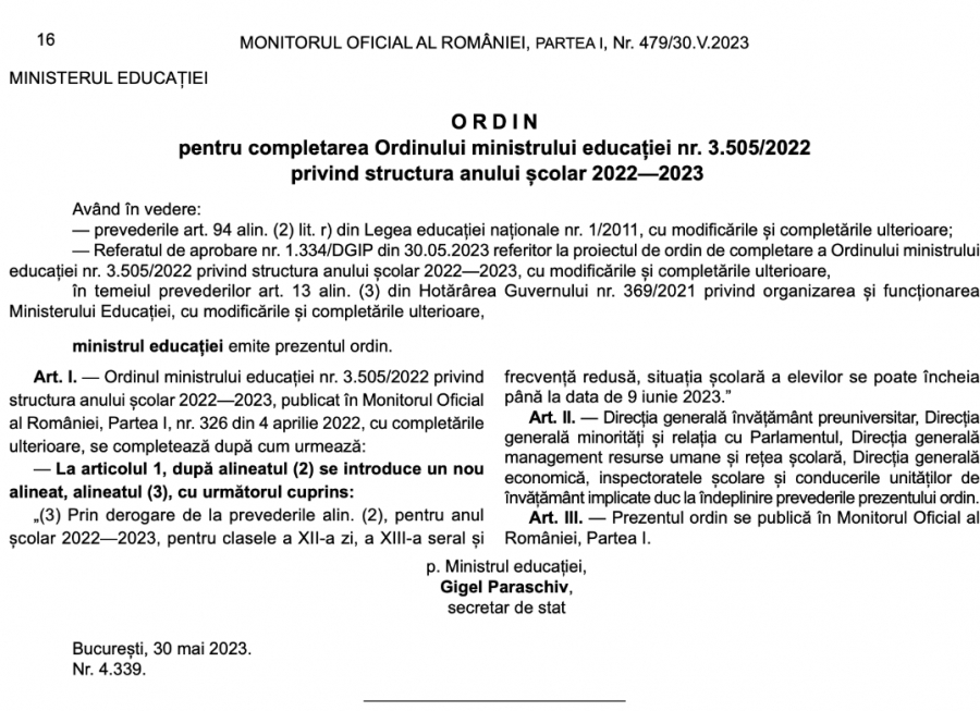 S-a prelungit termenul pentru încheierea mediilor și înscrierea la Bacalaureat