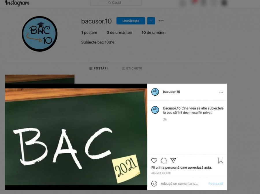 Subiecte false la Bacalaureat, vândute pe Instagram