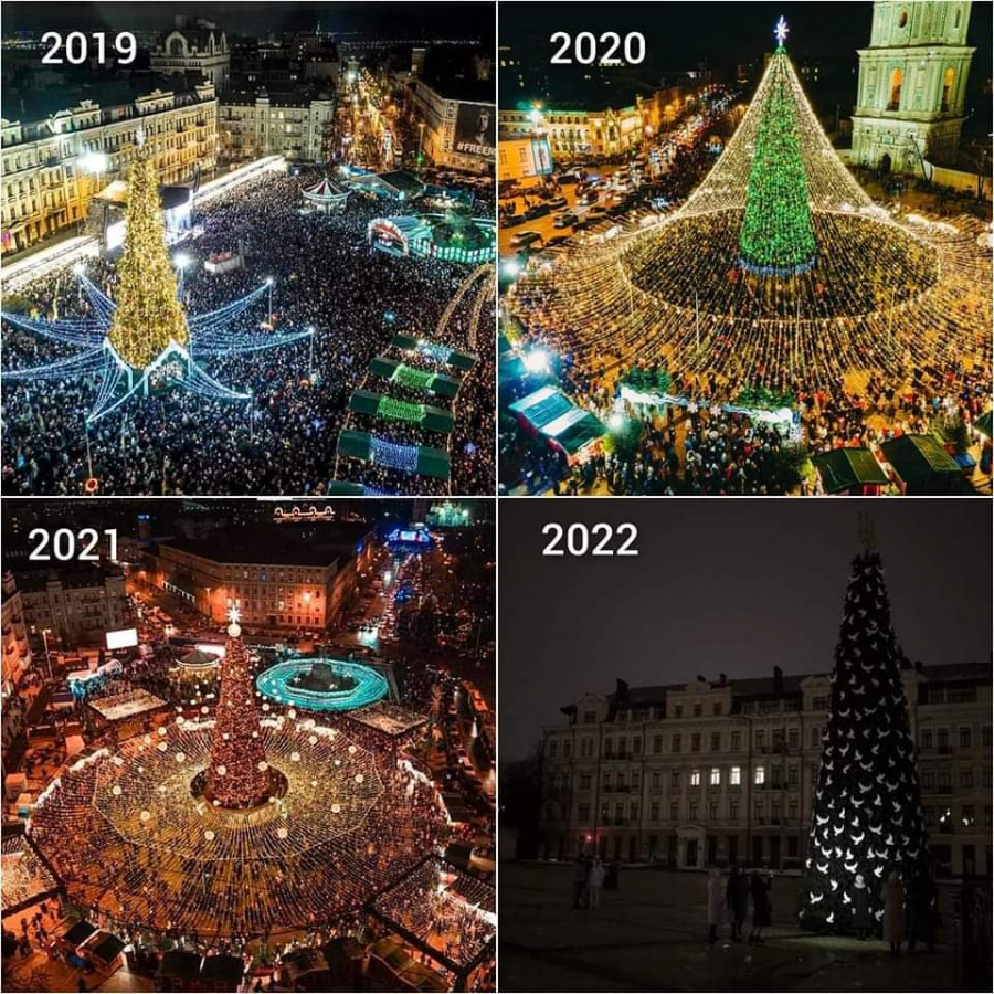 Cum arată centrul Kievului anul acesta față de anii trecuți. „Bradul invincibilității”, nevizitat din cauza terorii rusești