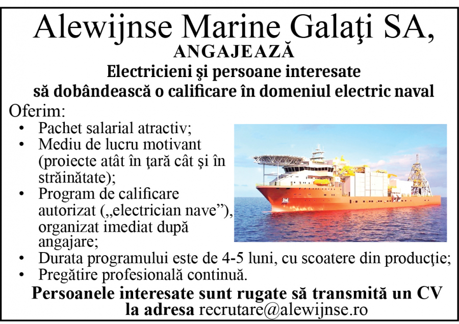 Alewijnse Marine Galați SA angajează