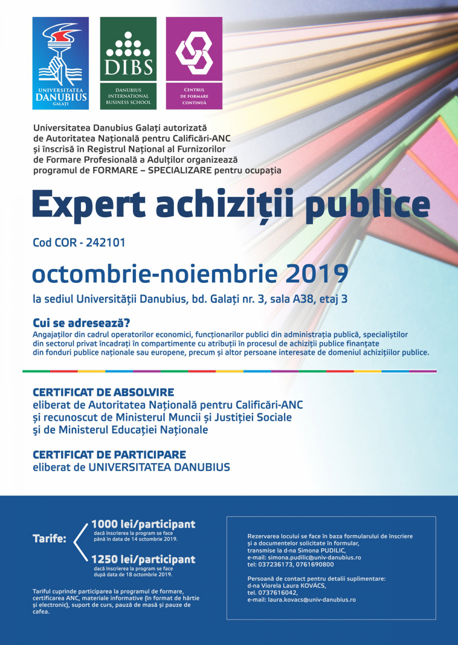 PROGRAM DE FORMARE-SPECIALIZARE PENTRU OCUPAŢIA EXPERT ACHIZIȚII PUBLICE