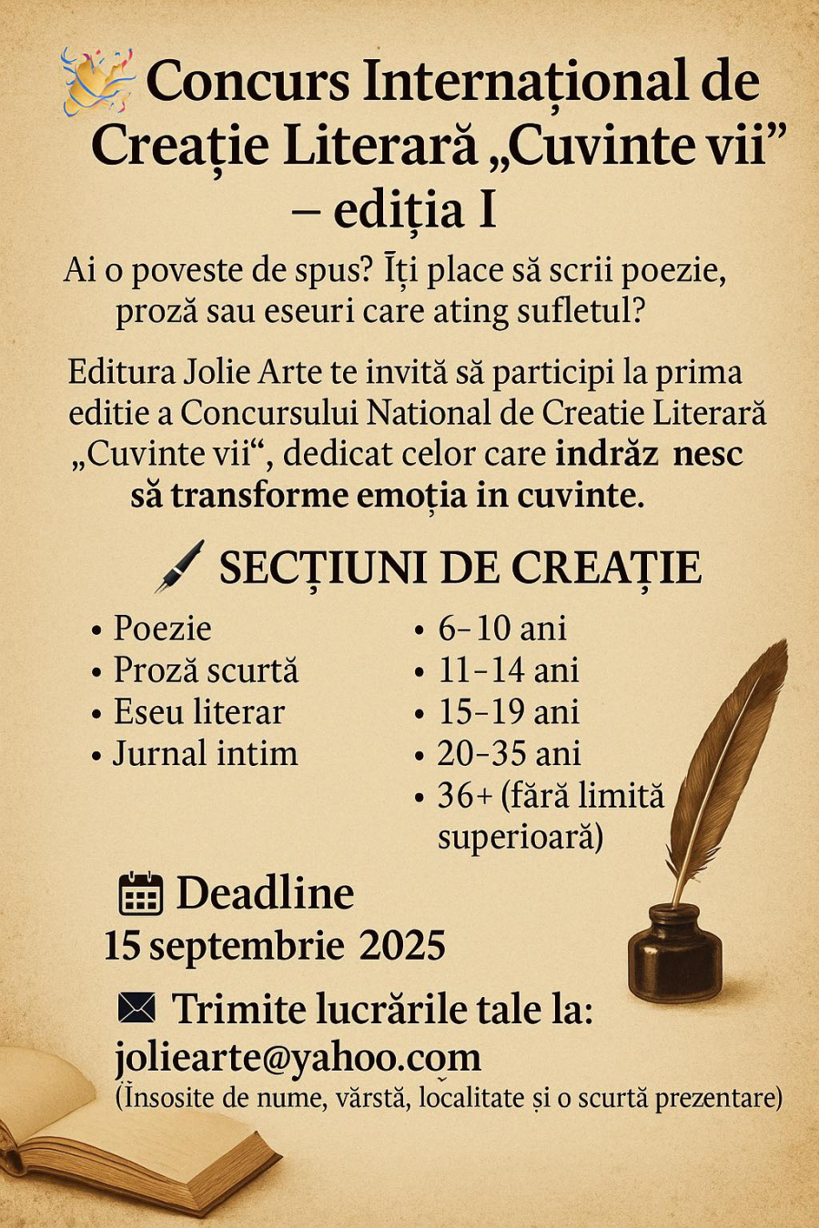 Concursul „Cuvinte vii” - provocare literară pentru toate vârstele