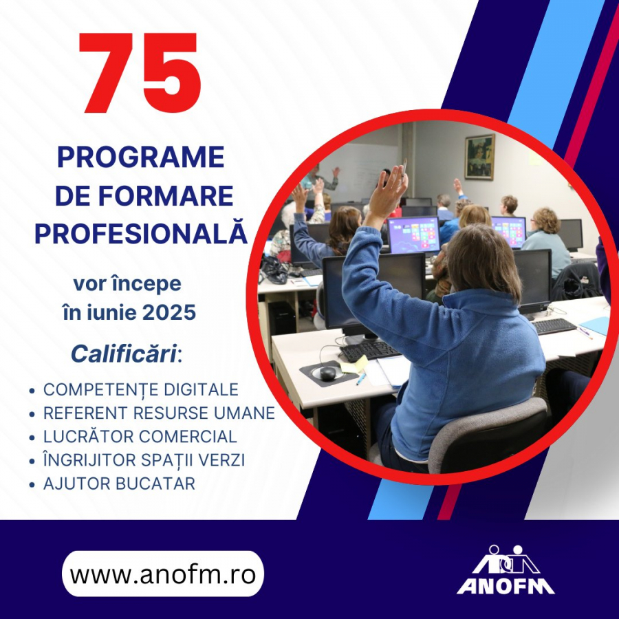 Cursuri gratuite de formare profesională: 68 de locuri disponibile la Galați