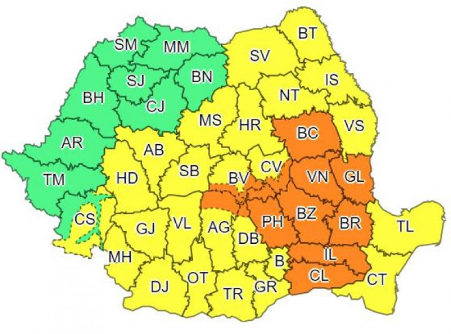 Codul portocaliu de ploi continuă în judeţul Galaţi