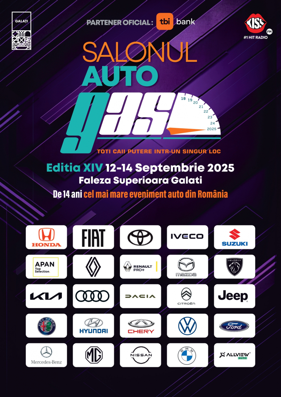 Cel mai mare Salon Auto din România se desfășoară la Galați în perioada 12-14 septembrie, pe Faleza Superioară, între Parcul Viva și Elice