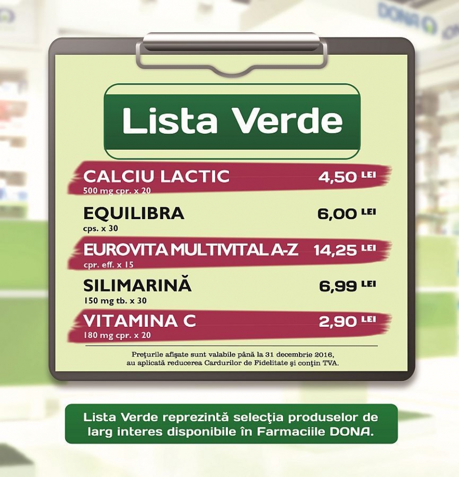 Vitamina C® la 2,90 lei, în Farmaciile DONA din Galați | Întreabă farmaciştii de Lista Verde