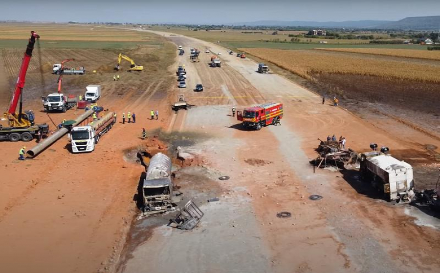 Conducta de gaze de la locul exploziei, la o adâncime mai mică de un metru