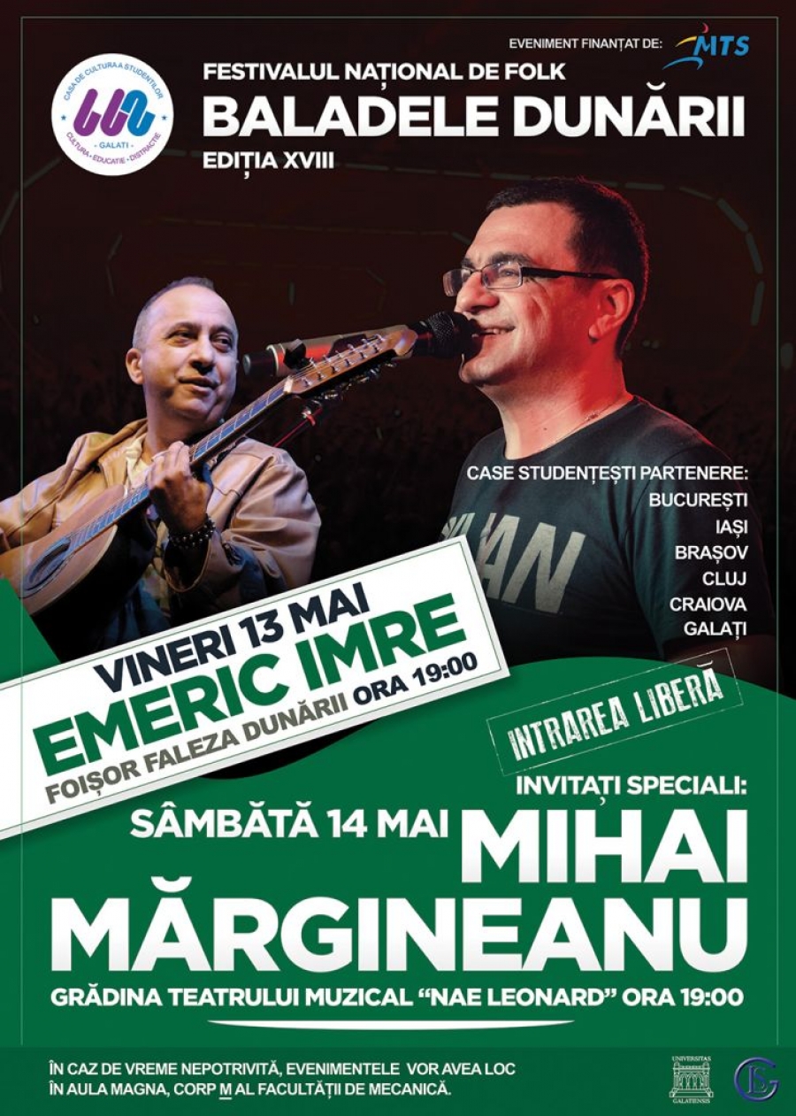 ÎNCEPE Festivalul Studenţesc de Muzică Folk ”Baladele Dunării”. INTRARE LIBERĂ