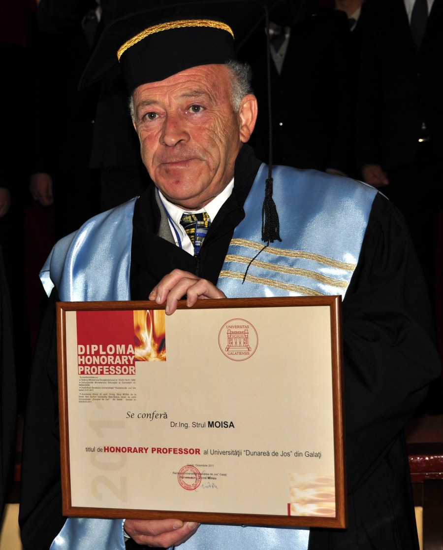 Recunoaştere academică / Dr.Ing. Strul Moisa – Profesor Onorific al Universităţii gălăţene