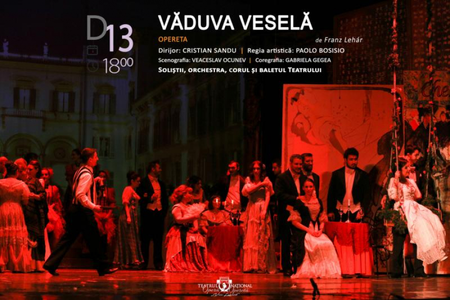 Opereta de mare succes „Văduva veselă”, la Teatrul „Nae Leonard”