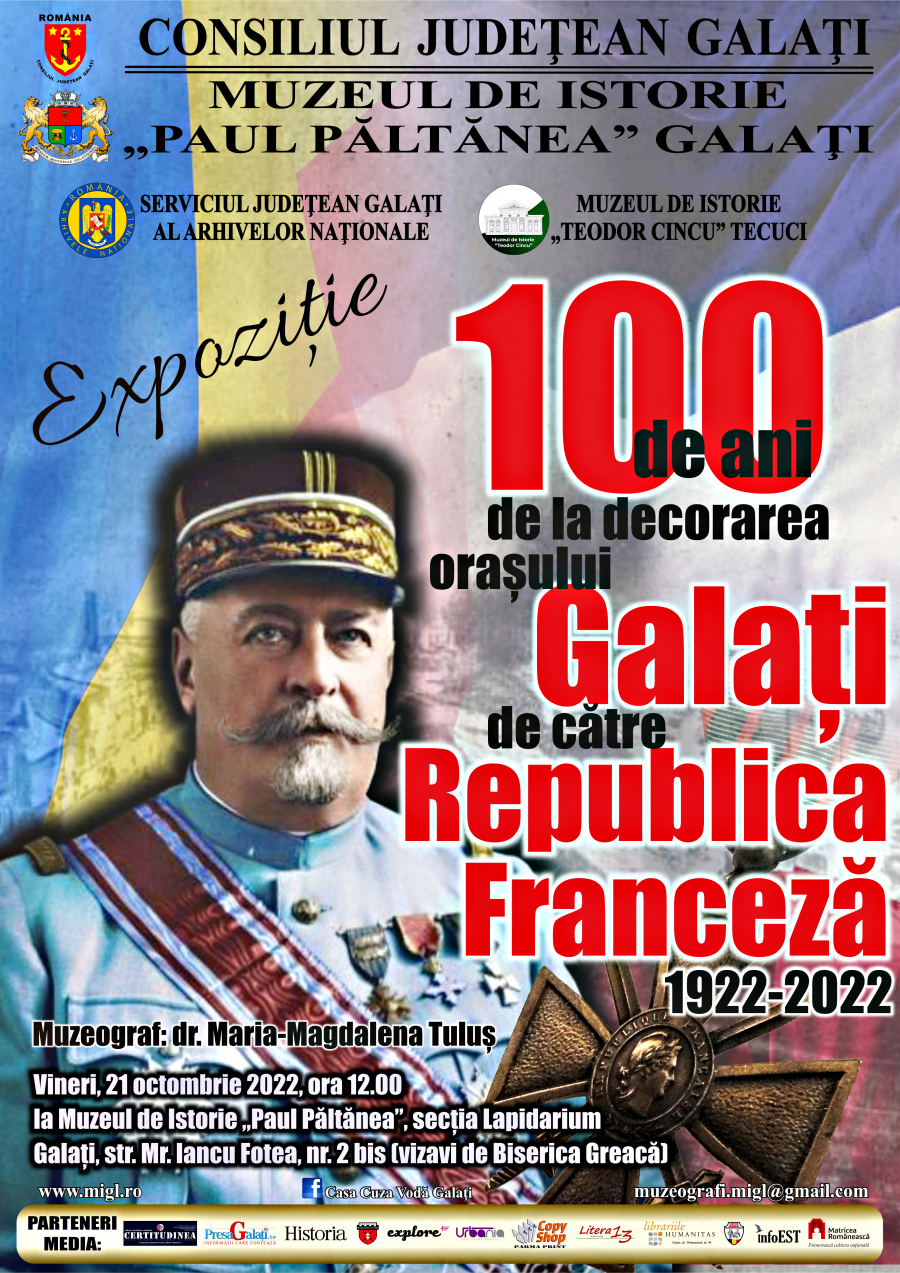 100 de ani de la decorarea oraşului Galaţi de către francezi