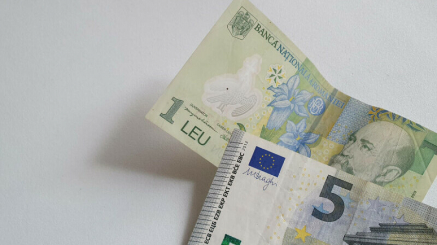 Euro a scăzut luni cu 0,02 bani
