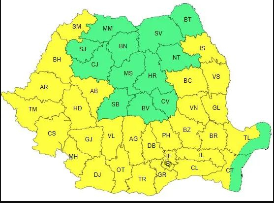 Noi coduri galbene de caniculă. Valul de căldură se extinde