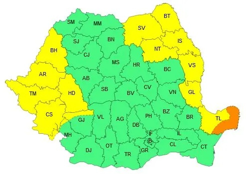 O nouă avertizare de ploi torențiale în judeţul Galaţi