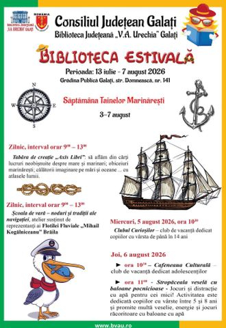 Săptămâna tainelor marinărești, la Biblioteca Estivală din Grădina Publică