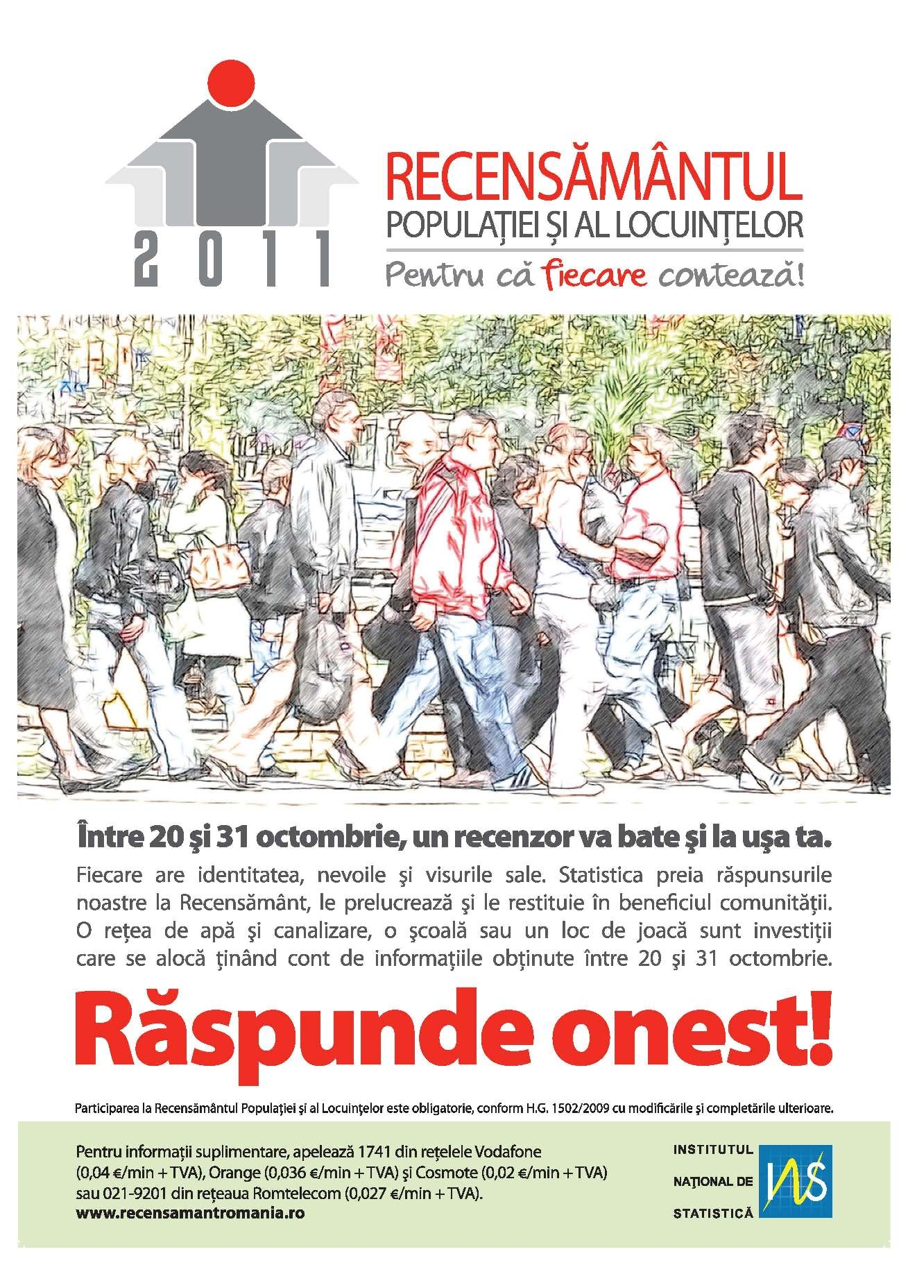 De joi începe recensământul populaţiei şi al locuinţelor 