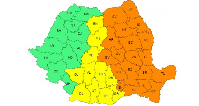 Cod portocaliu – ploi torențiale și pericol de inundații în județul Galați