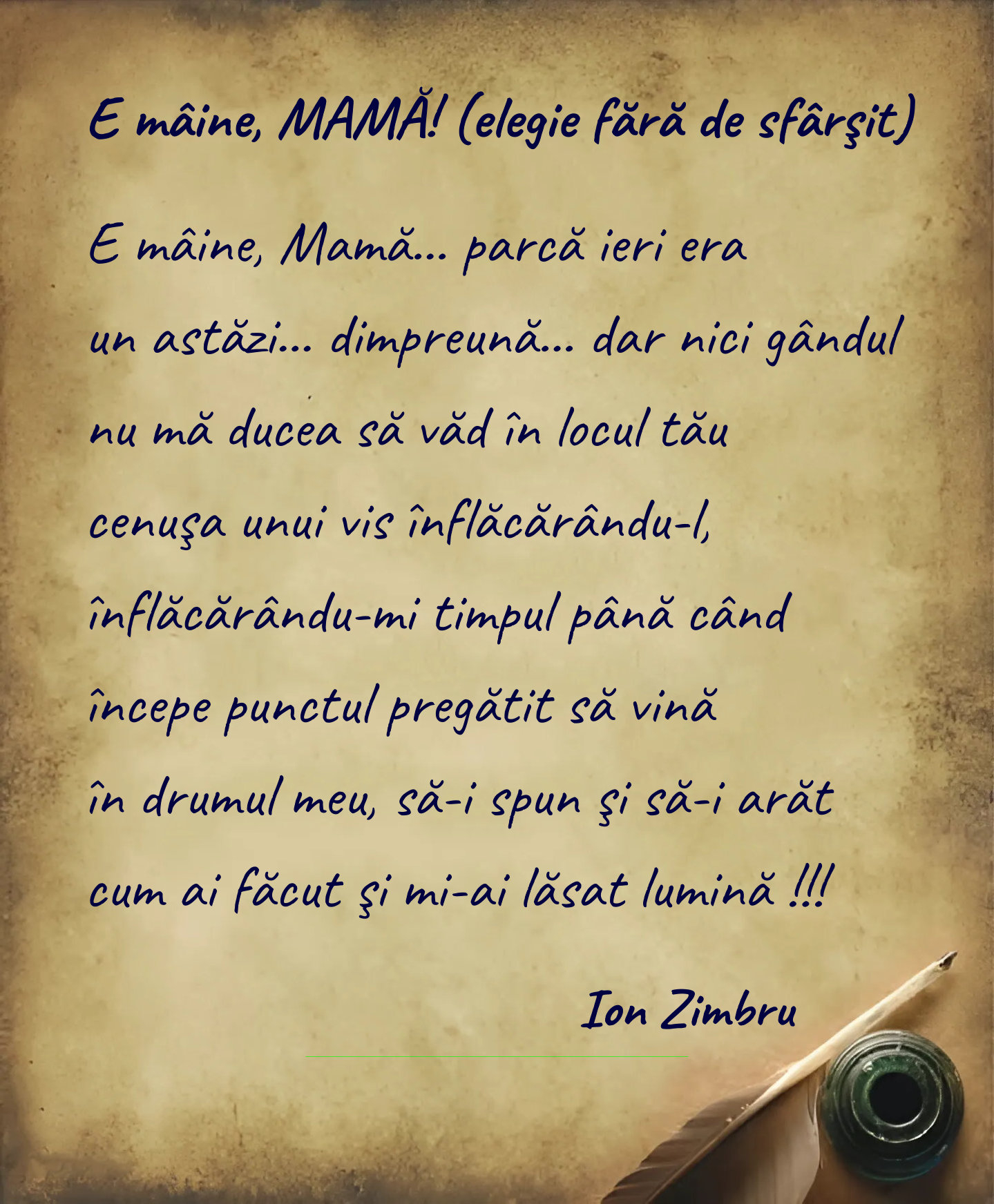 E mâine, MAMĂ! (elegie fără de sfârşit)