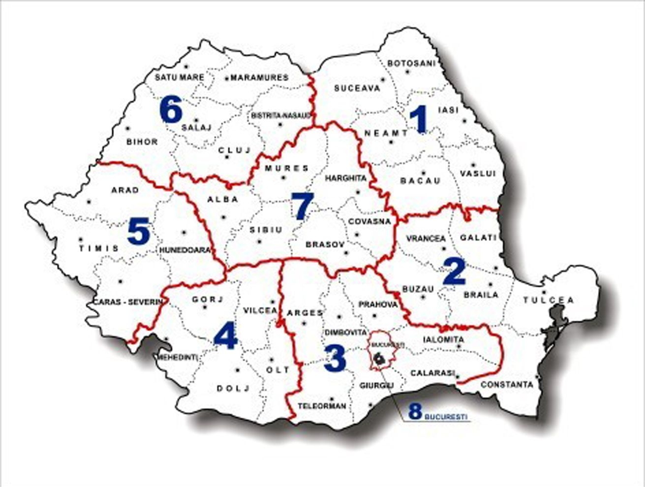 Proiect de lege: România, împărţită în opt regiuni. Galaţiul, condus de la Brăila