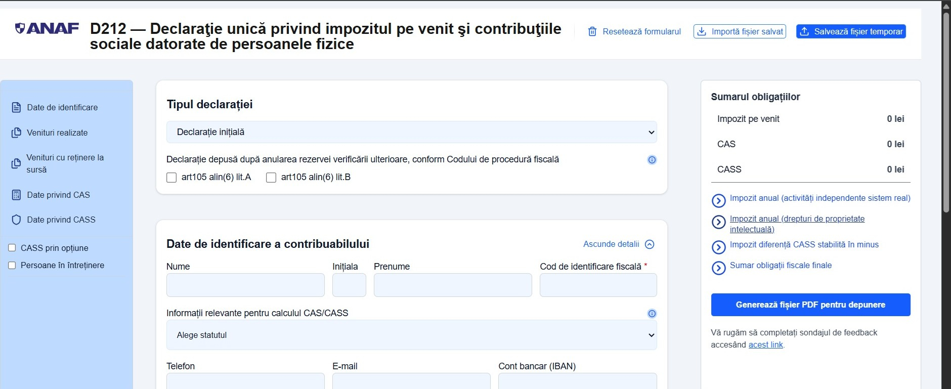 Declarația unică, mai ușor de completat din 2026